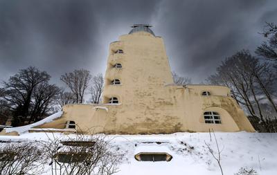 Tourismus Wetter Reisen 11.02.2021 Potsdam Landeshauptstadt Brandenburg Wissenschaftspark Albert Einstein auf dem Telegr-stock-foto