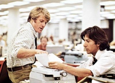 All the President s Men Robert Redford Dustin Hoffman Die beiden Reporter Bob Woodward Robert Redf-stock-foto