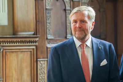 Besuch des niederl?ndischen K?nigs im Haus der Niederlande. Universit?t M?nster.-stock-foto