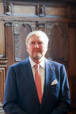 Besuch des niederl?ndischen K?nigs im Haus der Niederlande. Universit?t M?nster.-stock-foto