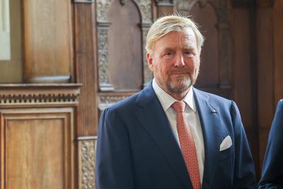 Besuch des niederl?ndischen K?nigs im Haus der Niederlande. Universit?t M?nster.-stock-foto