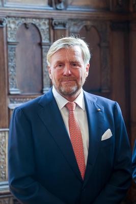 Besuch des niederl?ndischen K?nigs im Haus der Niederlande. Universit?t M?nster.-stock-foto