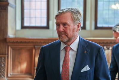 Besuch des niederl?ndischen K?nigs im Haus der Niederlande. Universit?t M?nster.-stock-foto