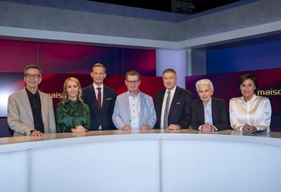 ARD Talkshow ?Russische Provokationen und neuer Wehrdienst? und ?Drogenpolitik und sein Wechsel in die Politik?-stock-foto