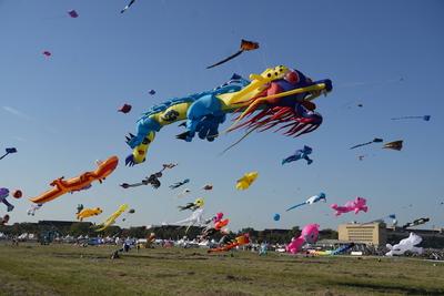 Festival der Riesendrachen auf dem Tempelhofer Feld in Berlin,  Berlin-Tempelhof-stock-foto