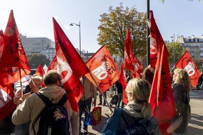 Demonstration by driving schools-stock-foto