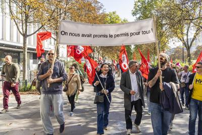 Demonstration by driving schools-stock-foto