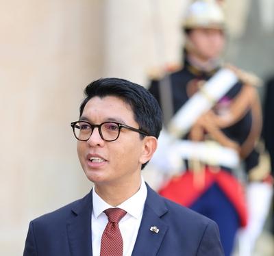 Andry Rajoelina President de la Republique de Madagascar au Palais de l Elysee NEWS: Macron recoit Rajoelina - Paris - 2-stock-foto