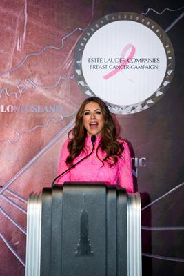 Elizabeth Hurley and William Lauder Lead Empire State Building Pink Lighting for Breast Cancer Awareness-stock-foto