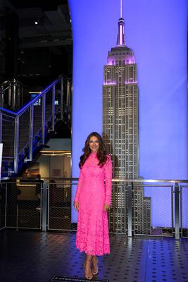 Elizabeth Hurley and William Lauder Lead Empire State Building Pink Lighting for Breast Cancer Awareness-stock-foto