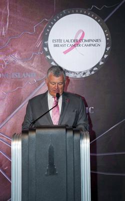 Elizabeth Hurley and William Lauder Lead Empire State Building Pink Lighting for Breast Cancer Awareness-stock-foto