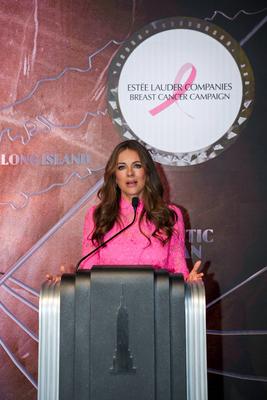 Elizabeth Hurley and William Lauder Lead Empire State Building Pink Lighting for Breast Cancer Awareness-stock-foto
