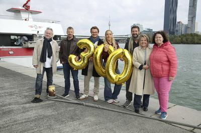 Gregor Seberg, Martin Gruber, Max Fischnaller, Lilian Klebow, Andreas Kiendl, Stefanie Groiss-Horowitz, Silvia Lambri-stock-foto