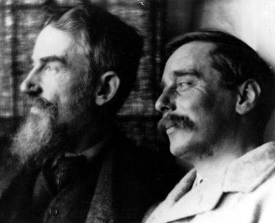 George Bernard Shaw and H G Wells Herbert George Wells 1866 1946 was a British writer best known-stock-foto