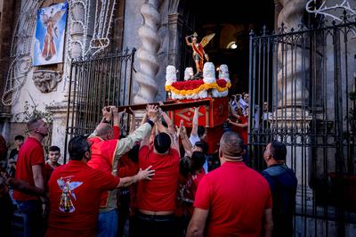 Procession of the novices of Saint Michael the Archangel in Palermo-stock-foto