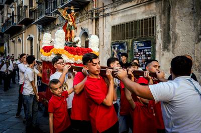 Procession of the novices of Saint Michael the Archangel in Palermo-stock-foto