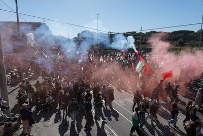 News - Italy national demonstration for Palestine in Rome-stock-foto