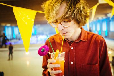 Erlend oye The Norwegian musician and singer Erlend oye is here portrayed before a live concert in Denmark. Besides his-stock-foto