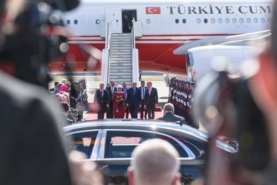 Ankunft des t?rkischen Pr?sidenten in Berlin Tegel Deutschland, Berlin - 27/09/2018: Ankunft des t?rkischen Pr?sidenten-stock-foto