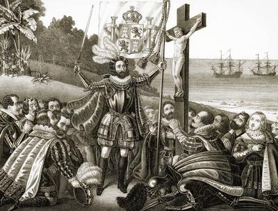 IMAGO History, Entdeckung Amerikas durch Christoph Kolumbus 1492 Christopher Columbus landing at San Salvador Island on-stock-foto
