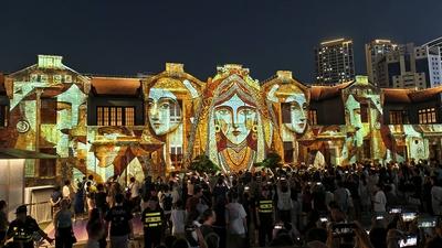 Shining Shanghai" International Light and Shadow Art Competition-stock-foto