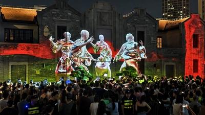 Shining Shanghai" International Light and Shadow Art Competition-stock-foto