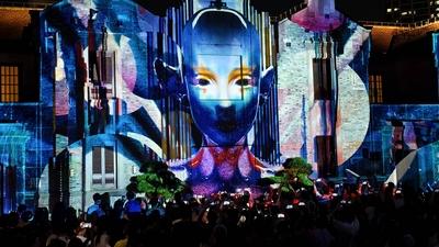 Shining Shanghai" International Light and Shadow Art Competition-stock-foto