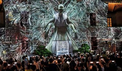 Shining Shanghai" International Light and Shadow Art Competition-stock-foto