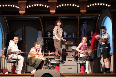 Patrick Abozen, Enrique Fi?, Maria Ketikidou, Farina Flebbe und Sven Fricke bei der Fotoprobe der Kom?die Ein St?ck Gro?-stock-foto