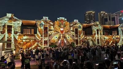 Shining Shanghai" International Light and Shadow Art Competition-stock-foto