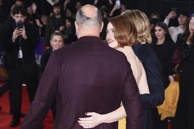 Yorgos Lanthimos, Emma Stone, Jesse Plemons-stock-foto