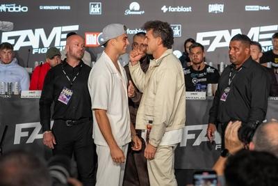 Pressekonferenz Fame Fighting 2025.-stock-foto