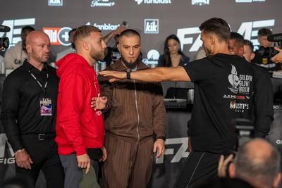 Pressekonferenz Fame Fighting 2025.-stock-foto