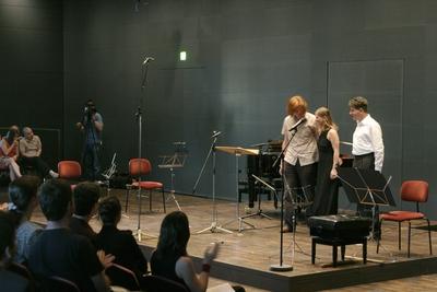 Poesiefestival Berlin 2005 der literaturWERKstatt Berlin. An die Freude - Komponisten treffen Dichter treffen Komponist-stock-foto