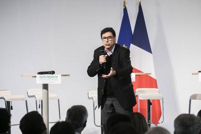 Paris, France October 15, 2019 - Productivity pact for the full employment (pacte productif pour le plein-emploi) event-stock-foto