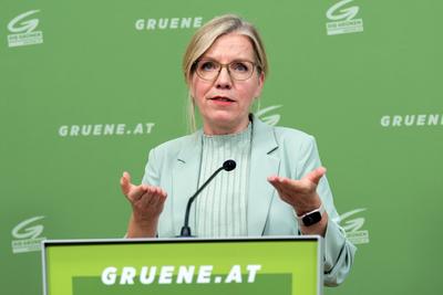 20251014 Pressekonferenz mit der GRUeNEN Klubobfrau Plenarvorschau und sowie aktuelle politische Entwicklungen-stock-foto