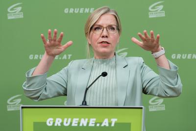 20251014 Pressekonferenz mit der GRUeNEN Klubobfrau Plenarvorschau und sowie aktuelle politische Entwicklungen-stock-foto