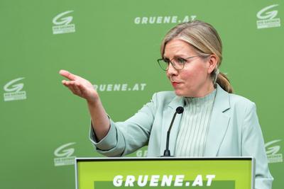 20251014 Pressekonferenz mit der GRUeNEN Klubobfrau Plenarvorschau und sowie aktuelle politische Entwicklungen-stock-foto