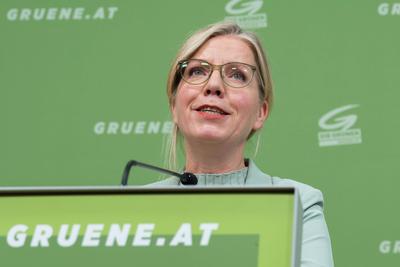 20251014 Pressekonferenz mit der GRUeNEN Klubobfrau Plenarvorschau und sowie aktuelle politische Entwicklungen-stock-foto