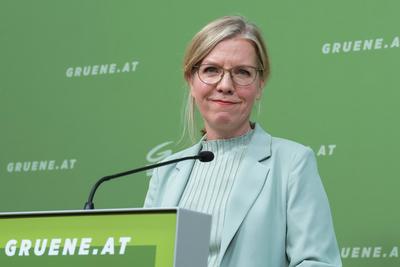 20251014 Pressekonferenz mit der GRUeNEN Klubobfrau Plenarvorschau und sowie aktuelle politische Entwicklungen-stock-foto