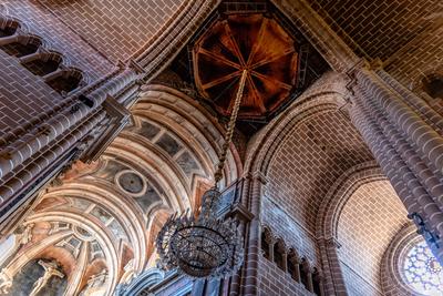 Cathedral of Evora. Low angle view against blue sky of main facade Evora, Portugal - June 30, 2022: Cathedral of Evora.-stock-foto