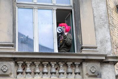 Leipzig - Erneute Hausbesetzung in Leipzig: Polizei st?rmt Geb?ude in Leipzig-Neustadt, vier Personen festgestellt-stock-foto