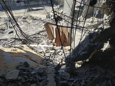 The Destruction of Tal al-Hawa neighborhood in Gaza by Israeli forces.-stock-foto