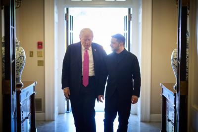Praesident Wolodymyr Selenskyj trifft US Praesident Donald TRUMP im Weissen Haus am 28.02.2025.-stock-foto