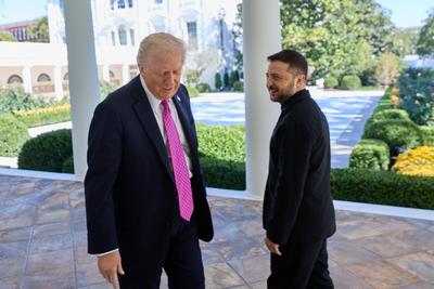 Praesident Wolodymyr Selenskyj trifft US Praesident Donald TRUMP im Weissen Haus am 28.02.2025.-stock-foto