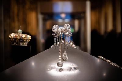 Paris, France le 14 janvier 2020 - Reouverture de la Galerie d Apollon, apres 10 mois de travaux, au Louvre. Presentati-stock-foto