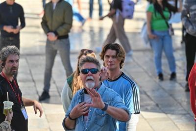 Croatia, Dubrovnik, 201025. Actor Chase Stokes on the set of the fifth season of the Netflix teen series Outer Banks on-stock-foto