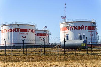 Lukoil refinery. Oil refinery units. Complex oil terminal of Lukoil LLC. Kaliningrad region, Russia, March 13, 2022. Luk-stock-foto