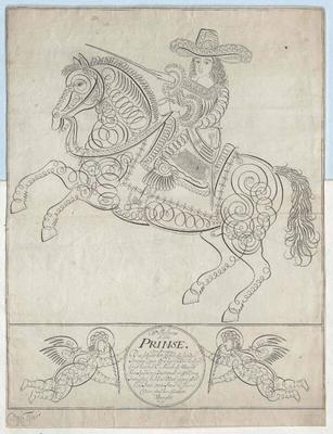 Wilhelm III., Prince of Orania, King of England aged to about fifteen years, sitting on horseback: Whole figure in left-stock-foto