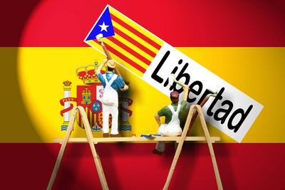 Symbolbild zum Referendum zur Unabh?ngigkeit und Herausl?sung Katalonien s aus Spanien am 09 Novemb-stock-foto